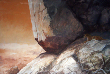 Leopard at Dusk, sri, lanka, art, artist,  prasanna, weerakkody, 